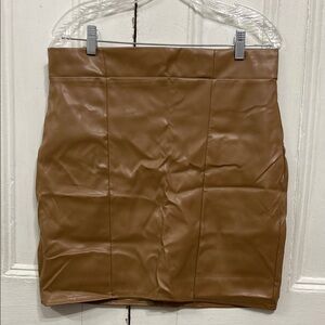 Boohoo Faux Brown Leather Skirt